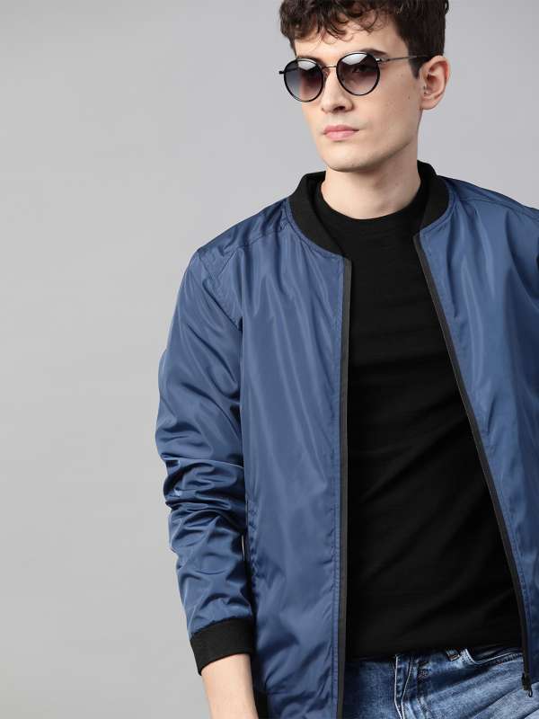 Roadster navy blue solid on sale bomber jacket