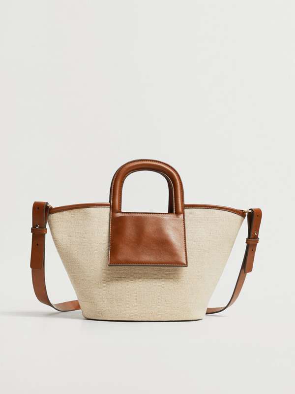 Mango black solid handheld bag with detachable hot sale sling strap
