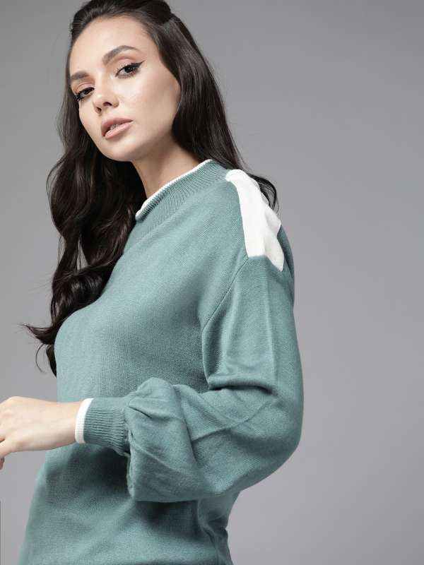 Women Teal Sweaters Buy Women Teal Sweaters online in India