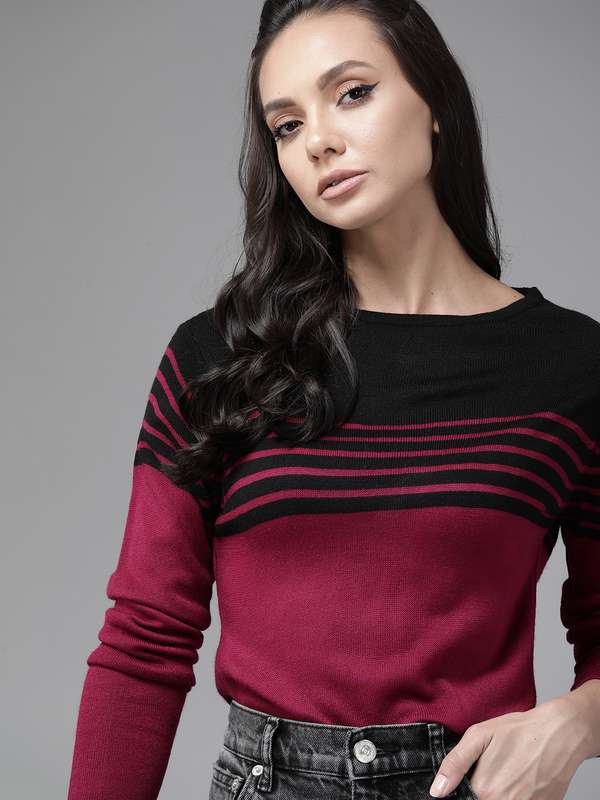 Women Burgundy Sweaters - Buy Women 
