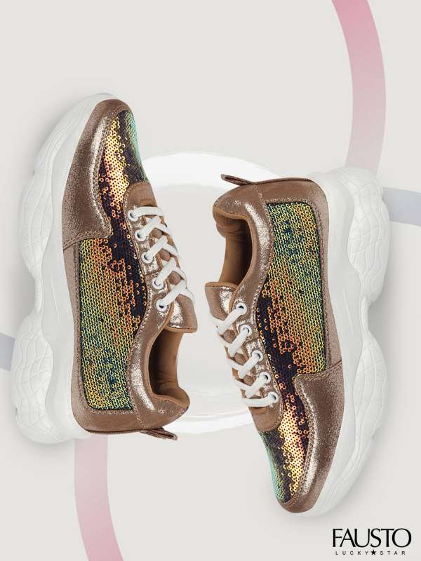 Gold womens sneakers top