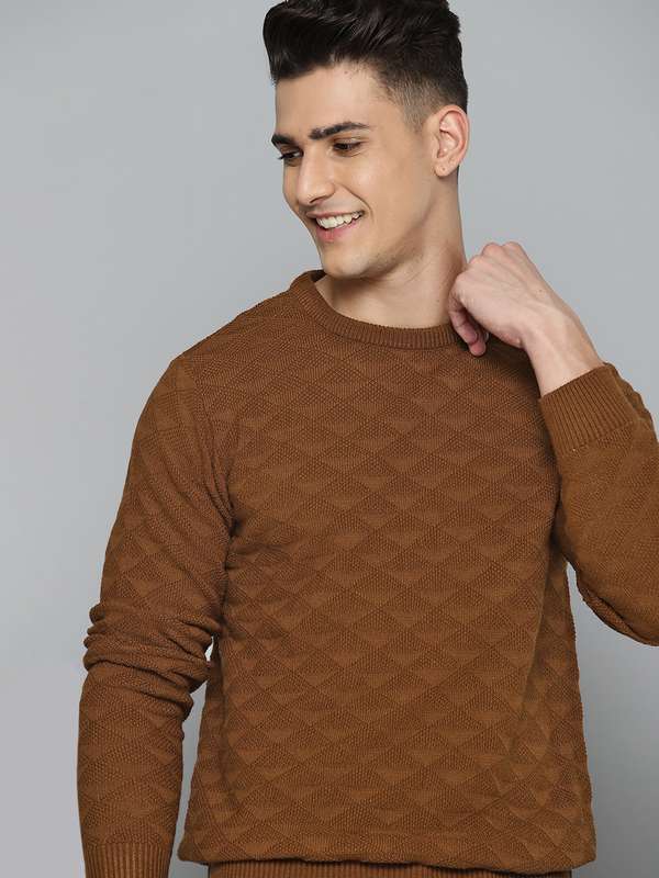 BELTED COWTIN SWEATER / BROWN わかり易く x IVORY