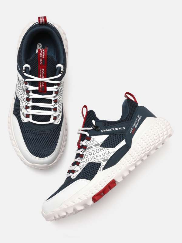 Mens white leather skechers cheap
