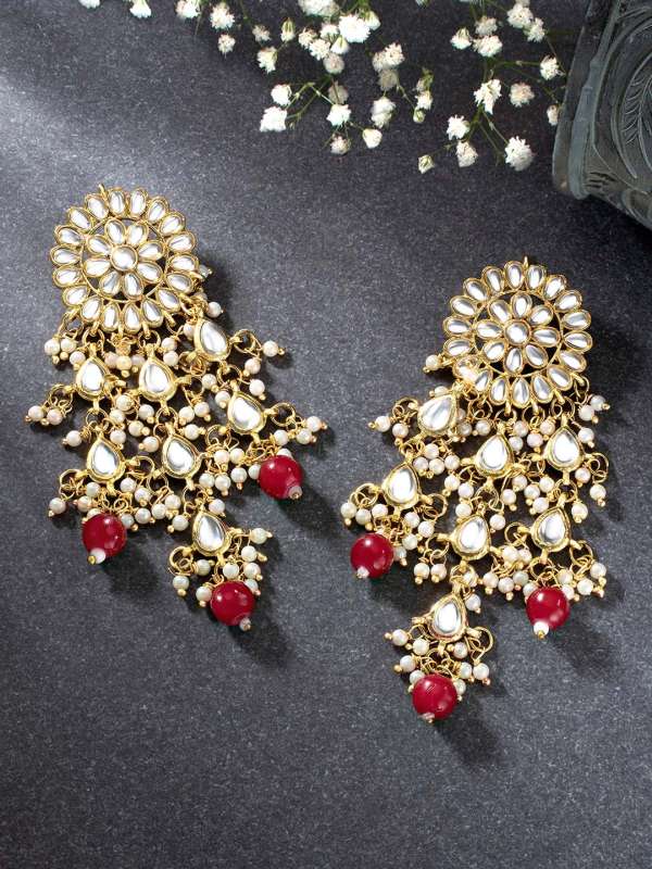 Red and gold chandelier outlet earrings