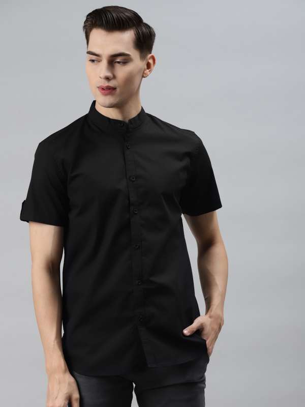 Black Half Sleeve Shirts Buy Black Half Sleeve Shirts Online Myntra