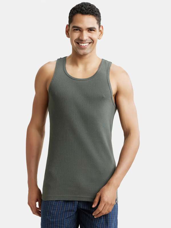 Men's Airism Cotton Sleeveless T-Shirt with Quick-Drying, Gray, XL