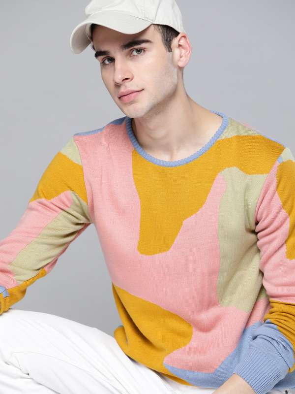 Yellow and sales pink sweater