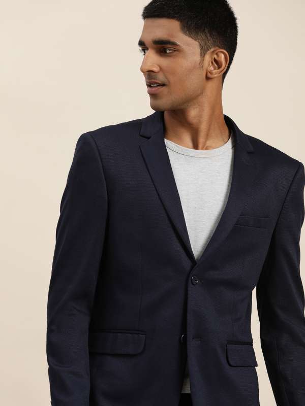 Navy blazer black shoes top