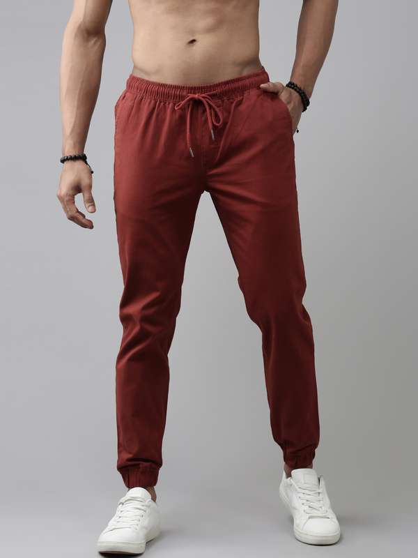 Maroon Men Casual Trousers Joggers 