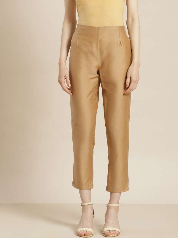 Buy Online Gold Metallic Cotton Pants for Women  Girls at Best Prices in  Biba IndiaBOTTOMW16492AW2