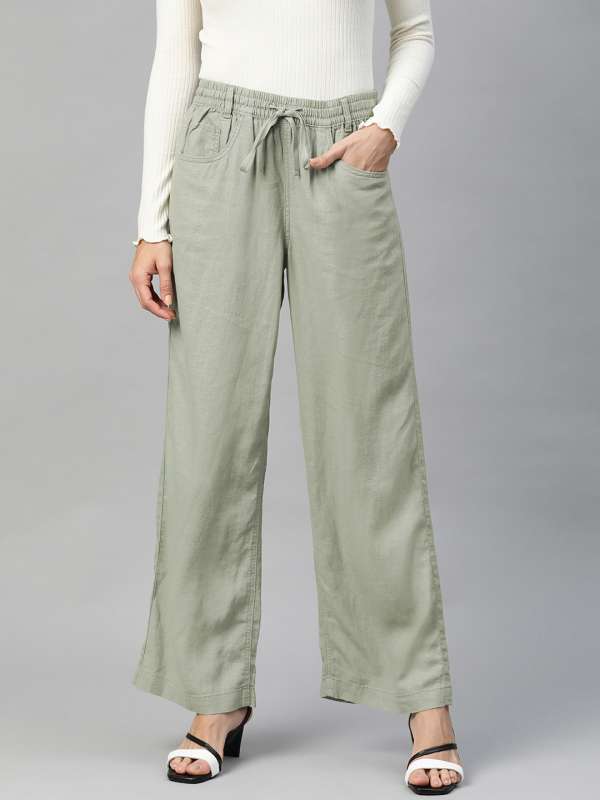Wide trousers  CreamPatterned  Ladies  HM IN