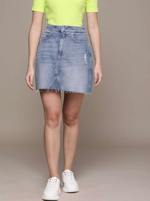 denim skirt myntra