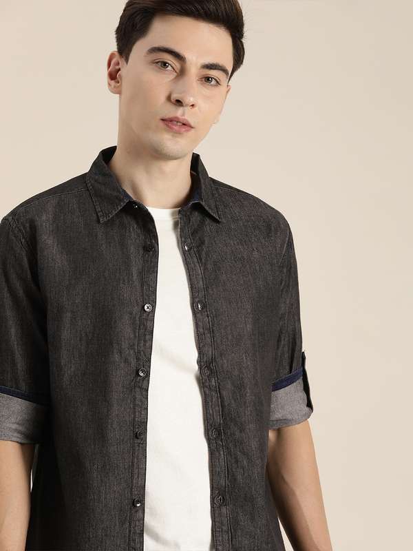 black denim mens shirt