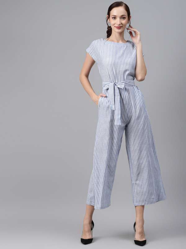 Striped 2025 jumpsuit myntra