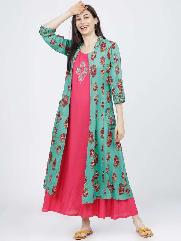 long frock models with coat