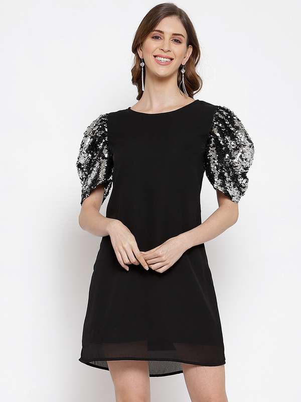Puff sleeve dress myntra clearance