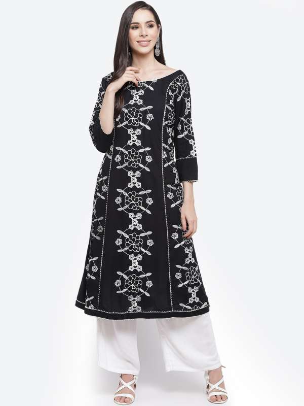 Black and white kurtis online top