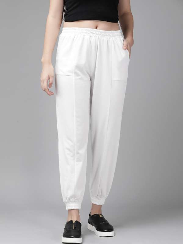 White track pants for ladies shop