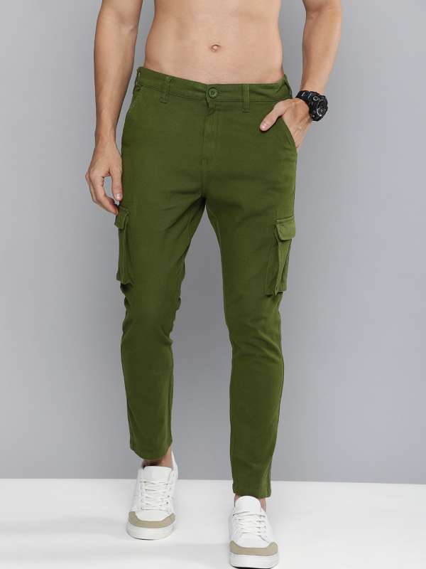Buy Olive Green Stretch Cargo Pants For Men Online In India