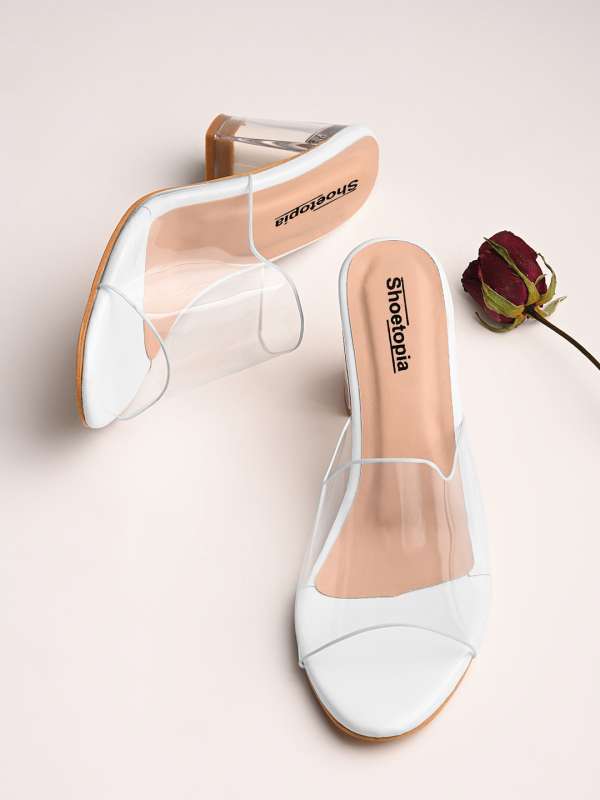 White mule outlet heel sandals
