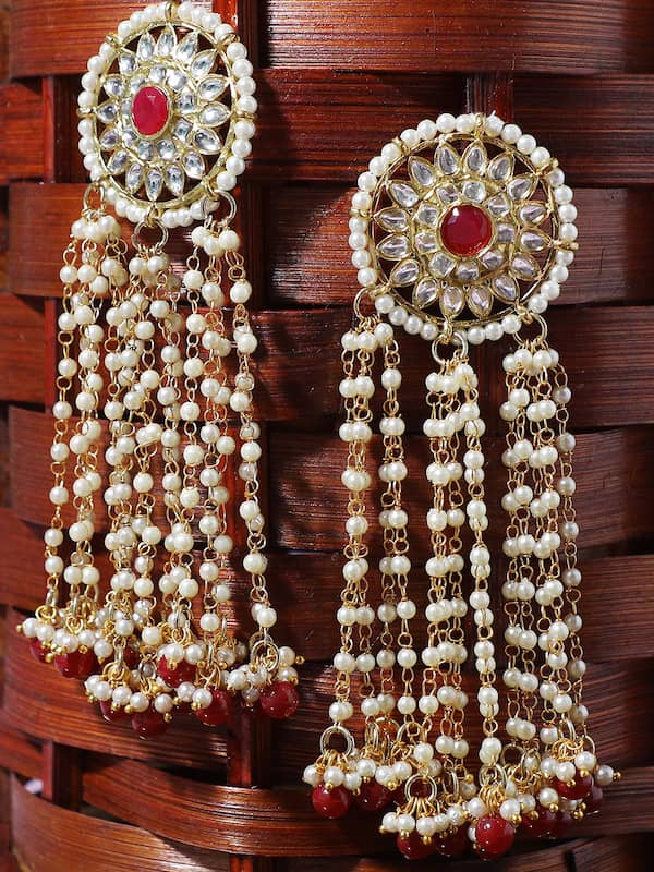 Buy DESTINY JEWELS Stone Decor New Fashion Design HighEnd Imitation Drop  Red Pearl Korean Earrings Pearl Alloy Drops  Danglers  Online at Best  Prices in India  JioMart
