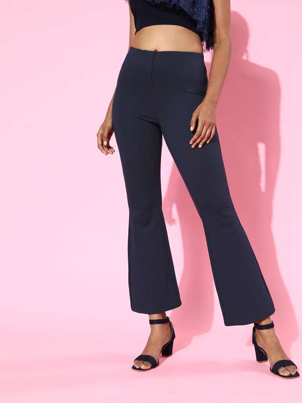 Buy SASSAFRAS Women Blue High Rise Denim Parallel Trousers