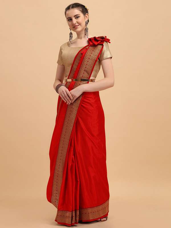 myntra red saree