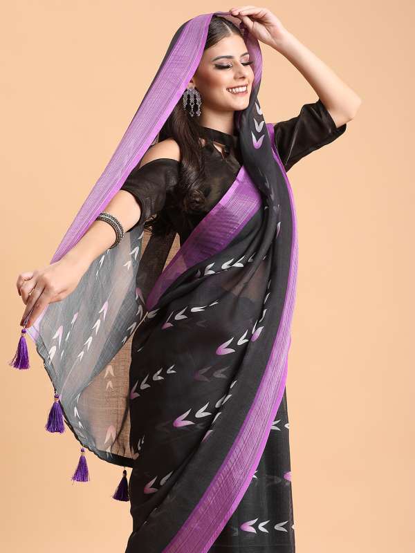 Linen sales sarees myntra
