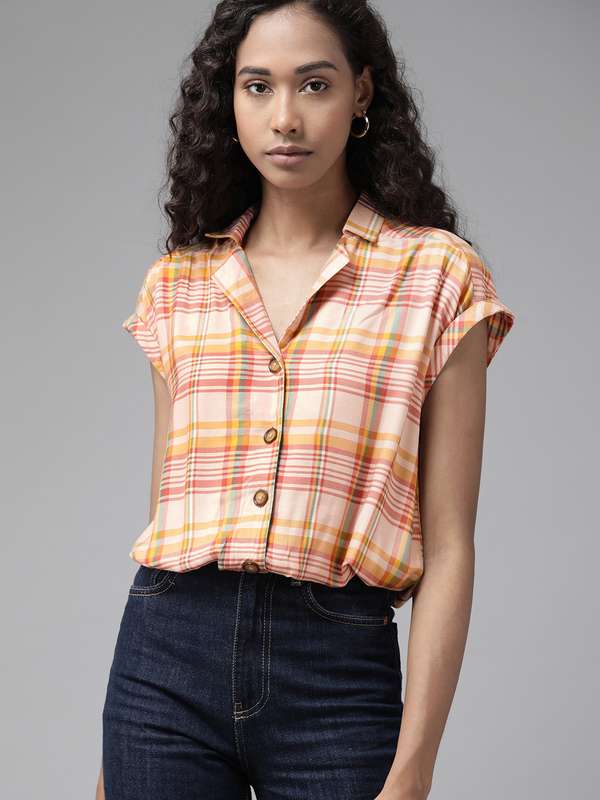 Short sleeve check shirt womens clearance