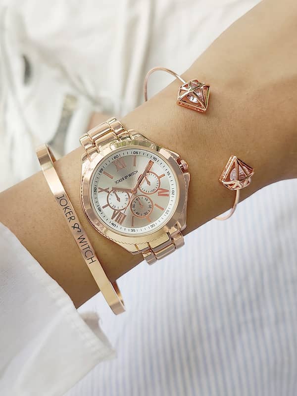 Tempo Ladies Gold Plated Bangle Watch & Bracelet Set - Bash.com