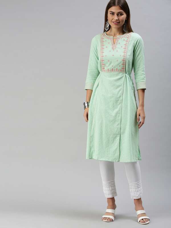 Global Desi Green Kurtas Buy Global Desi Green Kurtas online in India