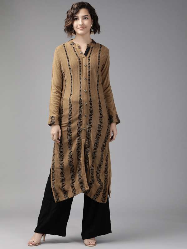 Brown Women Ethnic Wear Winter Kurtas Buy Brown Women Ethnic