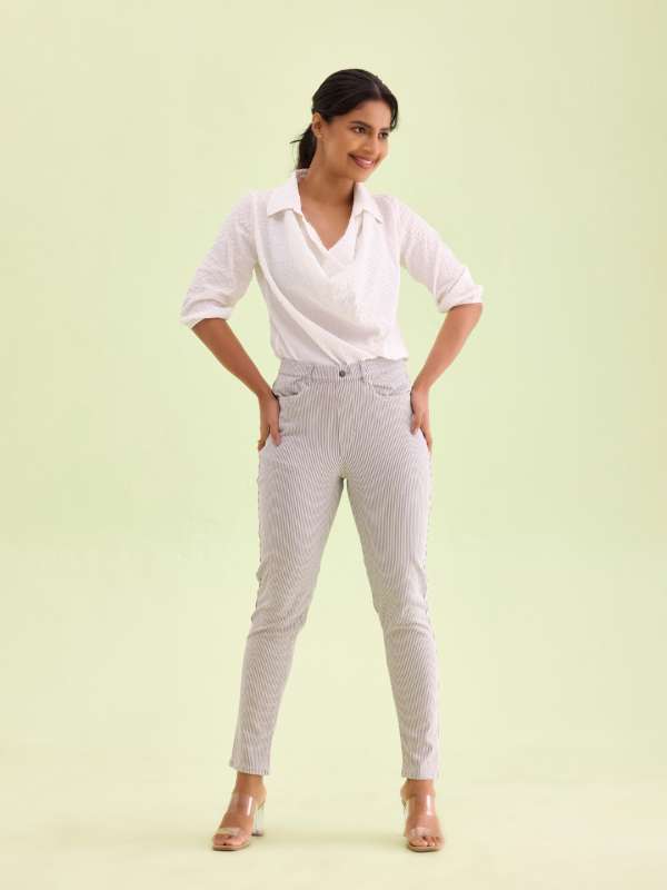 Striped jeggings online shop