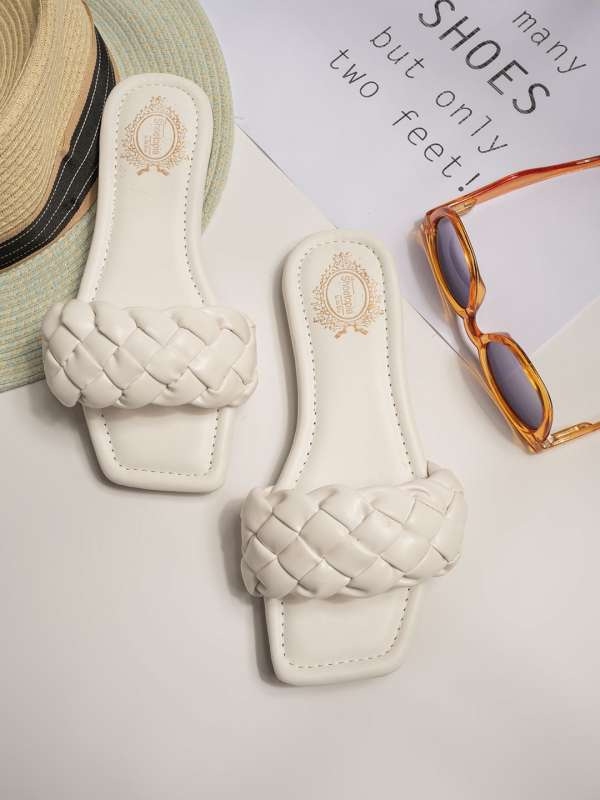 White open toe flats top