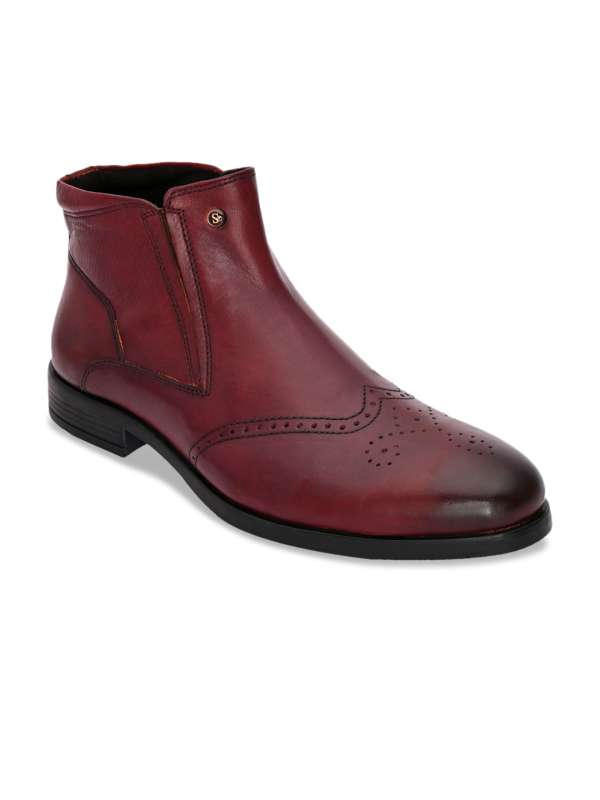 Mens burgundy top dress boots