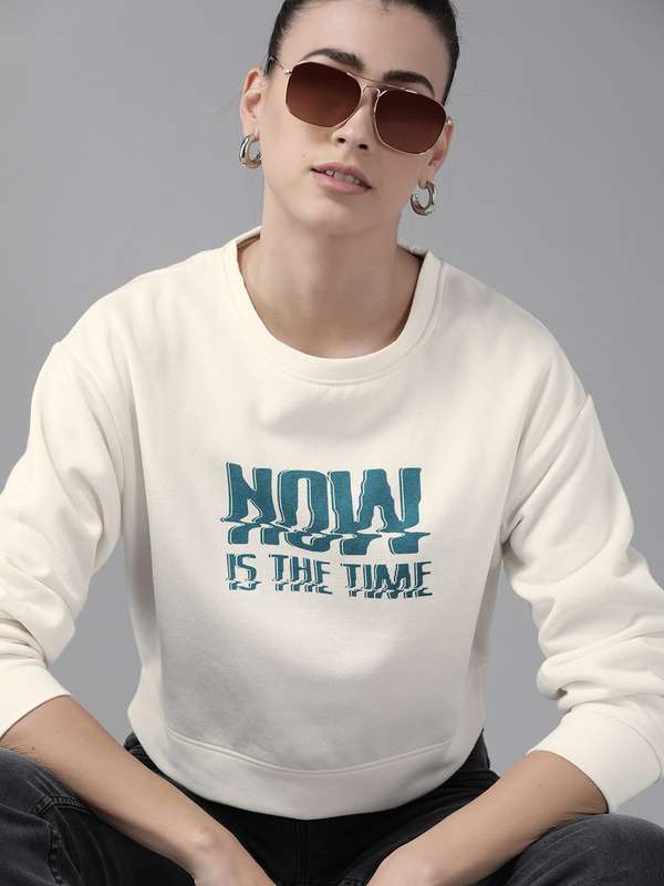 Roadster White Sweatshirts - Buy Roadster White Sweatshirts online in India