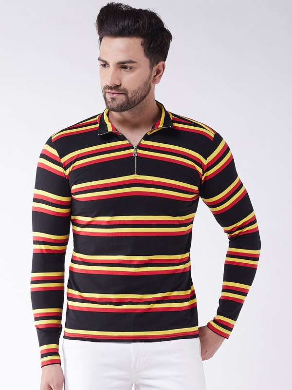 Gritstones Black Striped Polo Tshirts Buy Gritstones Black