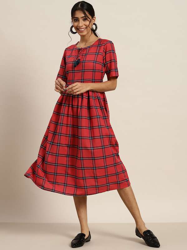 red checked dress