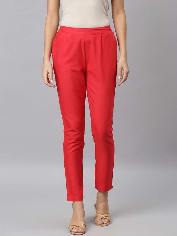 Women Red Trousers - Buy Women Red 