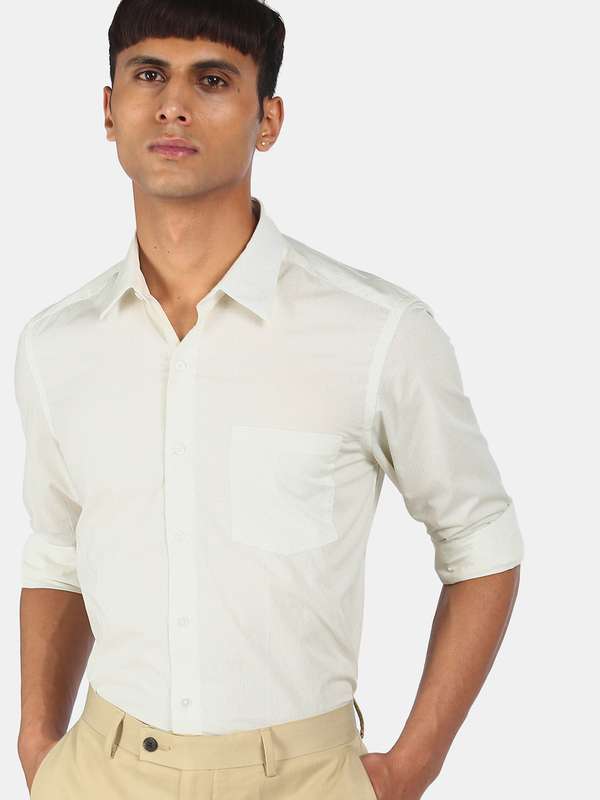 Off White Solid Formal Shirt - Buy Off 