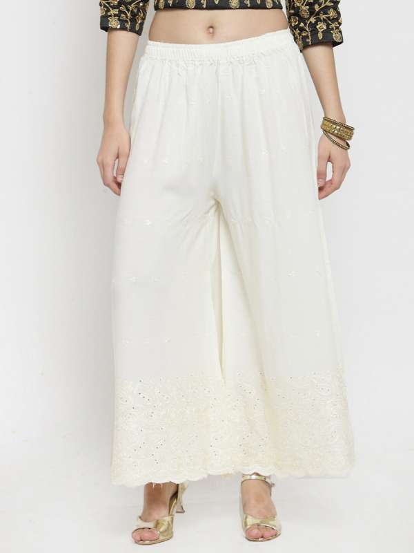 White Chikankari Embroidered Palazzo 4199028.htm Buy White Chikankari Embroidered Palazzo 4199028.htm online in India