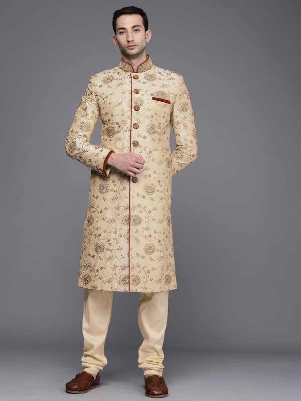 Indo Western Dress For Men Black White RKL-5119-1599891 Men Reception Dress  – iBuyFromIndia