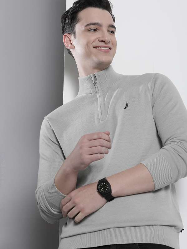 Nautica Grey Solid Sweater Buy Nautica Grey Solid Sweater online in India