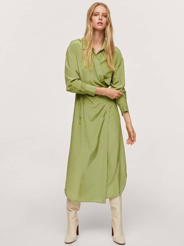 Mango Green Wrap Dress - Buy Mango ...