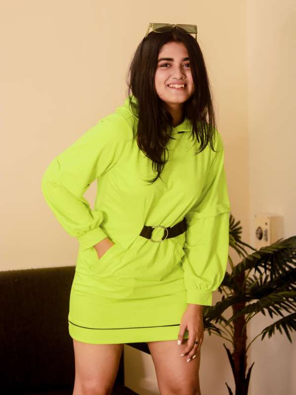 Neon green hot sale hoodie dress