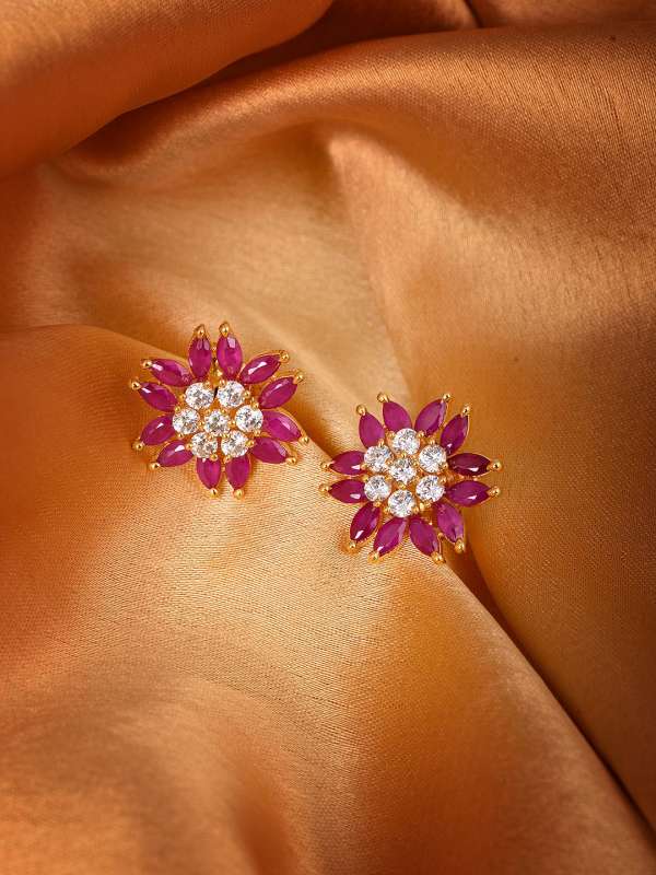 Magenta earrings online sales