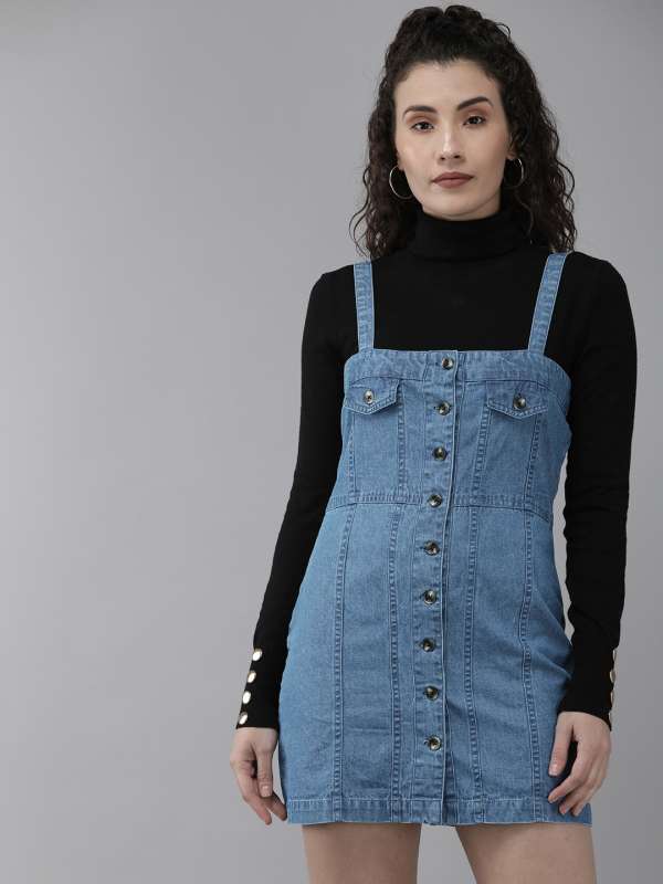 The Roadster Lifestyle Co. Women Blue Solid Wide-Leg Denim Dungarees -  Price History