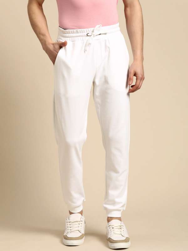 Cotton joggers white sales