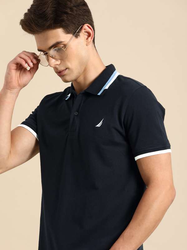 Nautica Navy Blue Striped Slim Fit Polo T Shirt 7483192.htm Buy