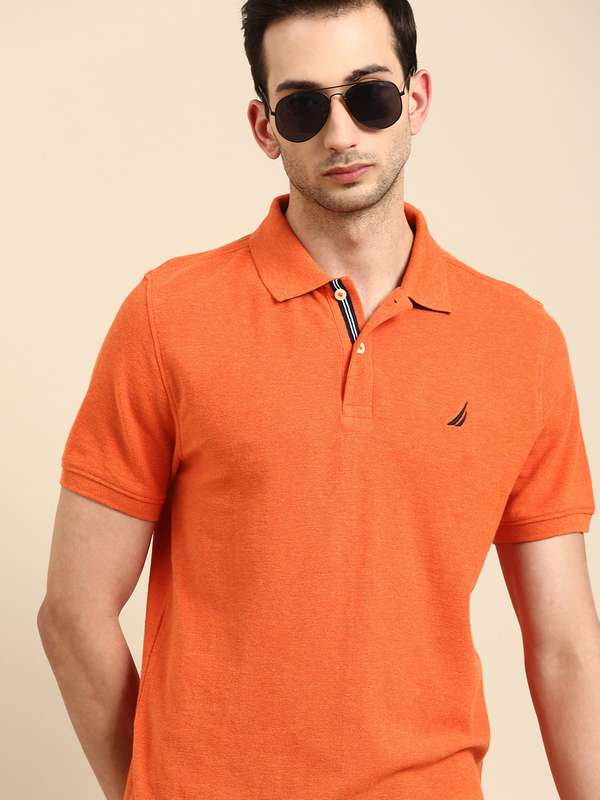 orange collared shirt